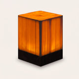 Grove Cube Lamp — Square 4.6" hero with dark wood base