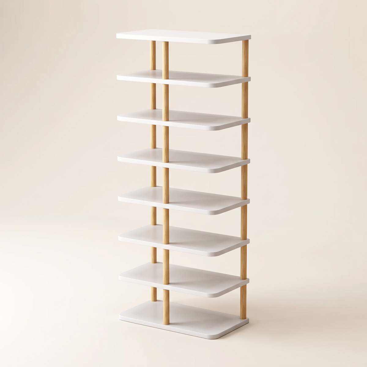 Spire Shoe Tower — hero, White 8-tier Full