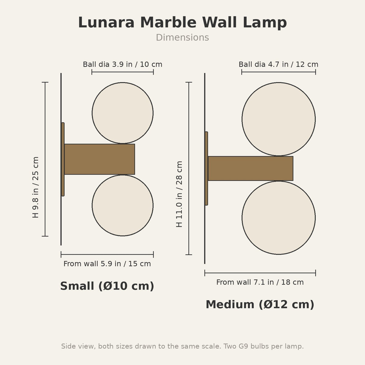 Lunara Marble Wall Lamp — dimensions