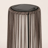 Havana Woven Floor Lantern — solar top and weave detail