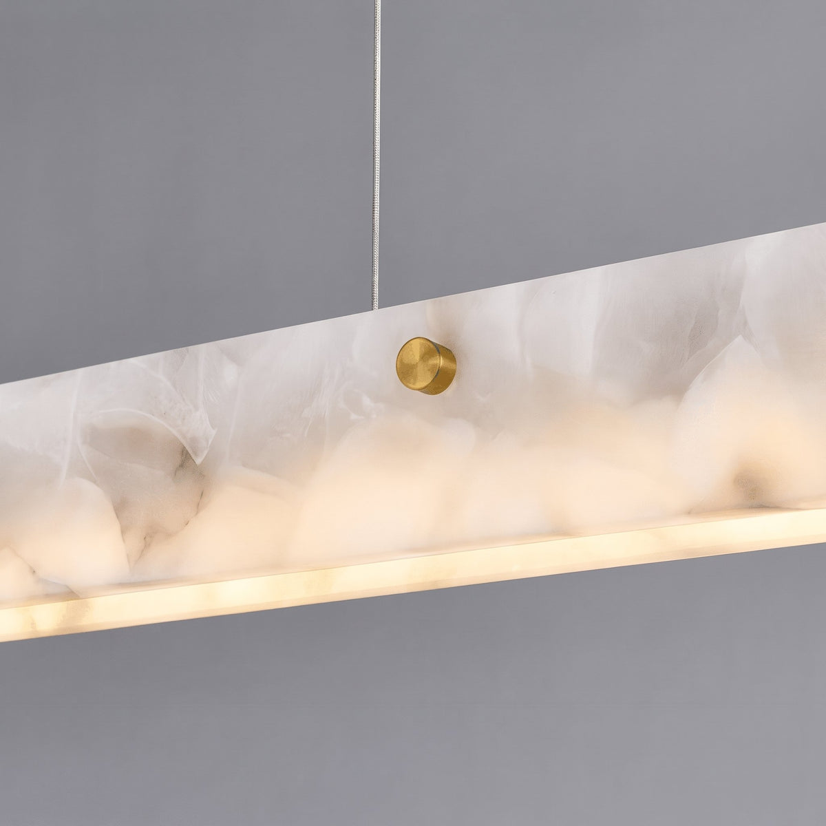 Lustra Marble Linear Pendant — brass stud and marble veining detail