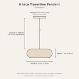Ithaca Travertine Pendant — dimensions diagram