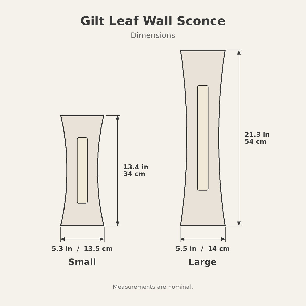 Gilt Leaf Wall Sconce — Dimensions