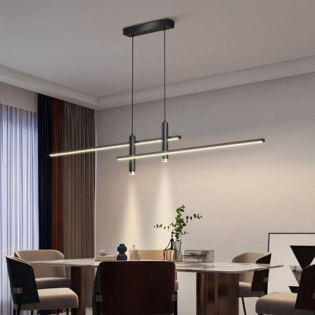 Meridian Strip Pendant — black dining room view