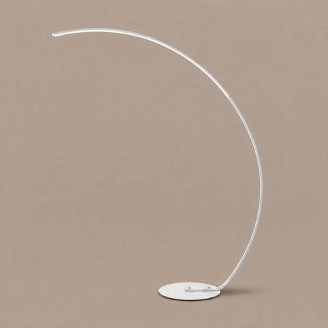 Crescent Arc Floor Lamp — White hero, warm taupe background