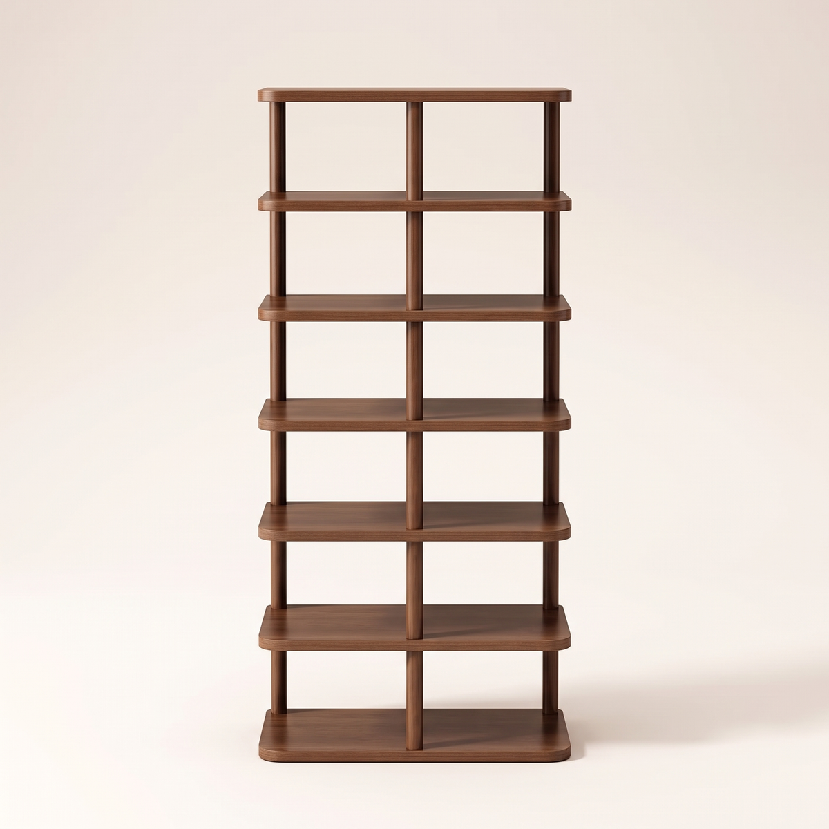 Spire Shoe Tower — hero, Walnut 7-tier Full