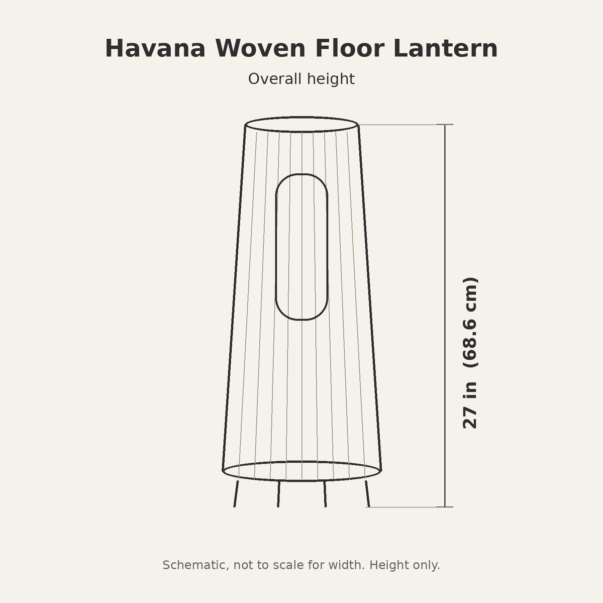 Havana Woven Floor Lantern — dimensions diagram