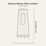 Havana Woven Floor Lantern — dimensions diagram