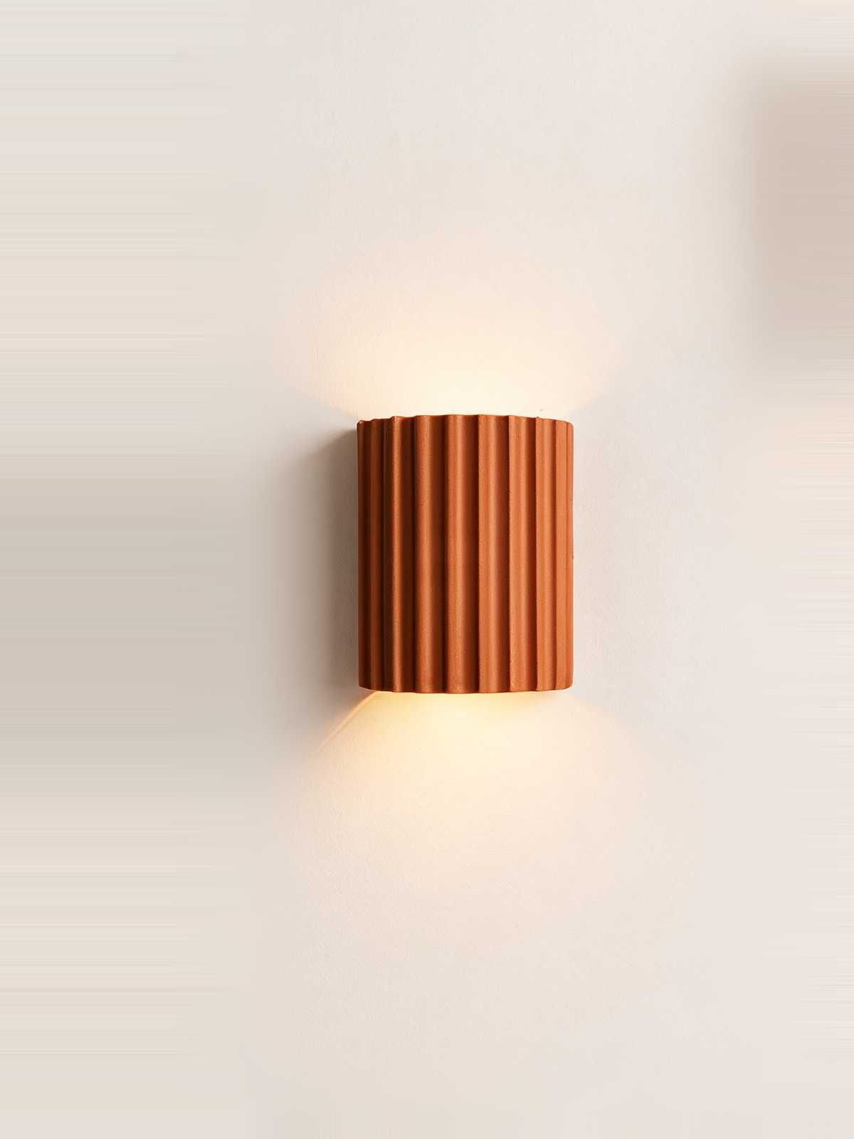 Ribbed Resin Wall Sconce — hero, Orange