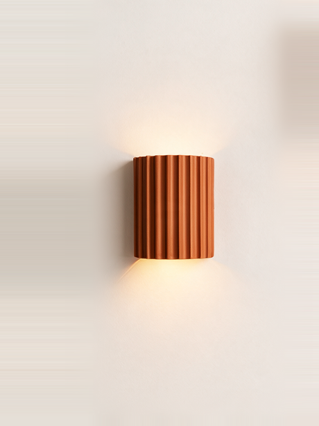 Ribbed Resin Wall Sconce — hero, Orange