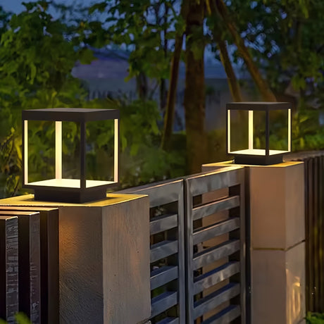 Frame Cube Pillar Light — lifestyle, entrance gatepost