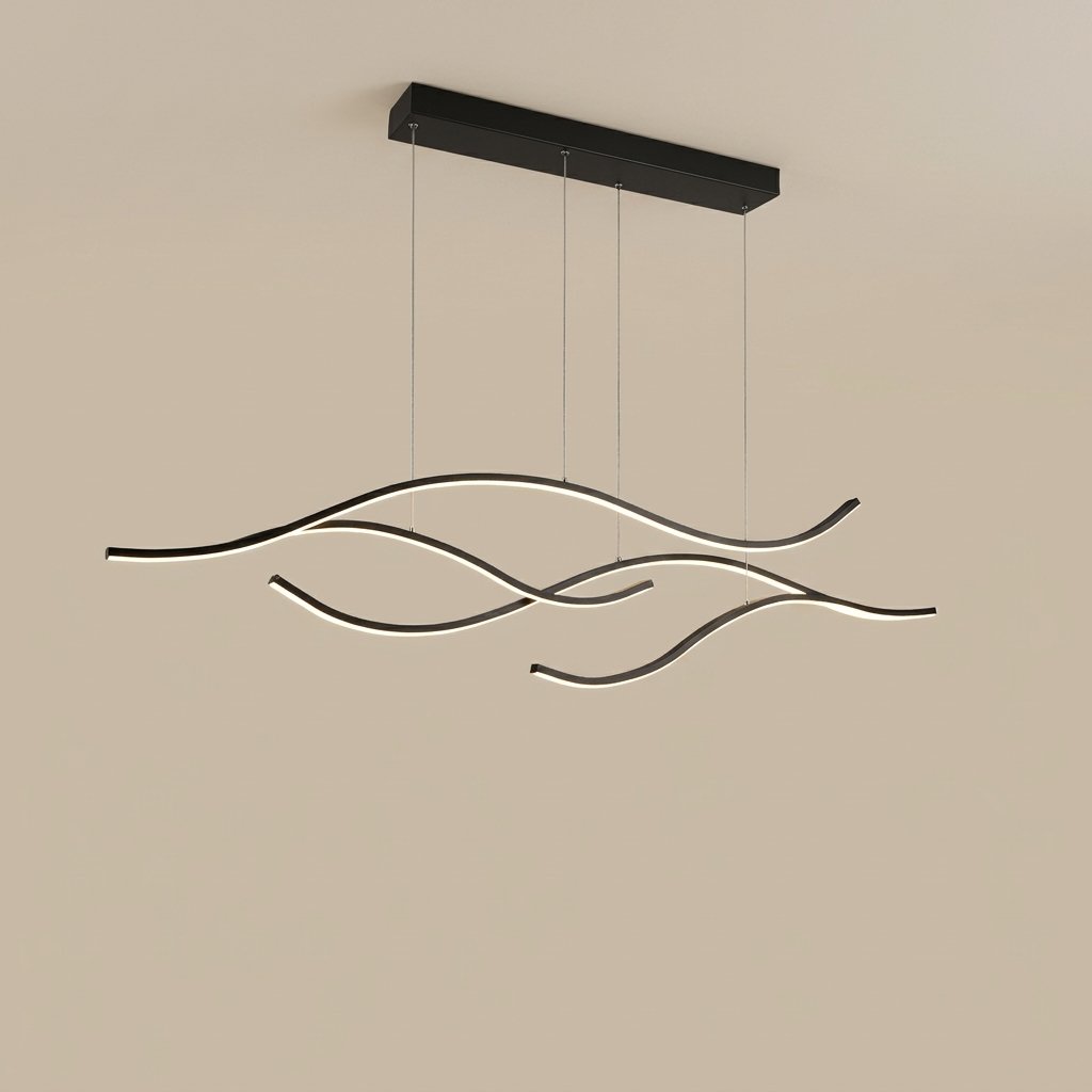 Waves Linear Pendant — Black, 47.2 in, studio view