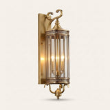 Corbel Wall Lantern — three-bulb copper wall lantern with clear glass