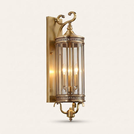 Corbel Wall Lantern — three-bulb copper wall lantern with clear glass