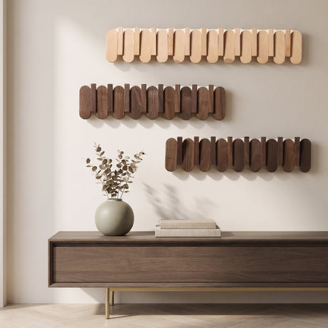 Aspen Slat Coat Rack — three finishes console