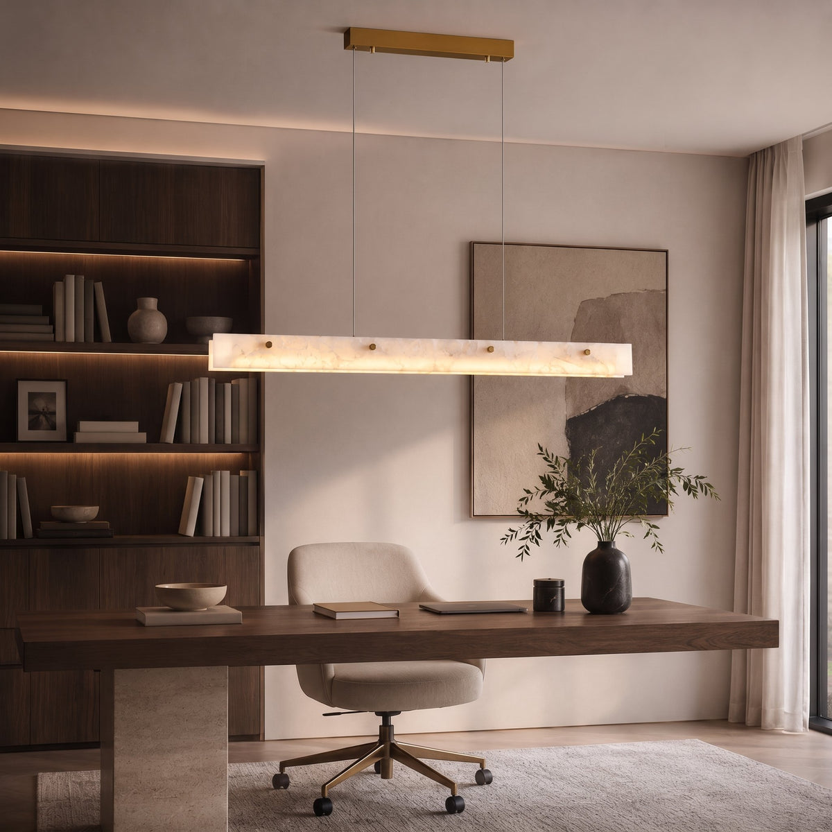 Lustra Marble Linear Pendant — office desk lifestyle