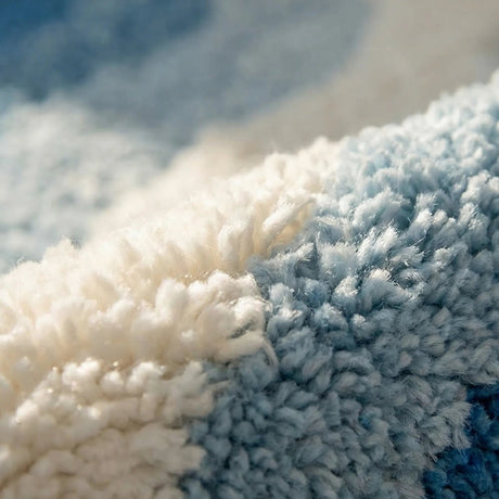 Oceanique Ocean Wave Area Rug — flocked pile texture detail
