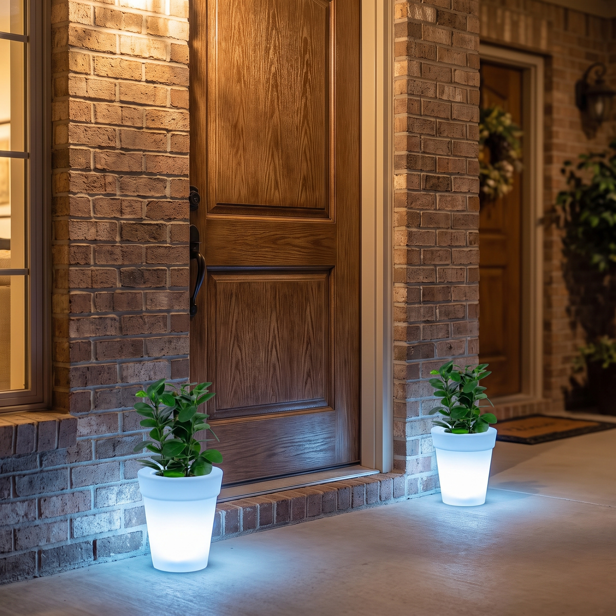 Verde Glow Planter Light — lifestyle, entryway pair