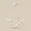 Tangent Bar Chandelier — white crisscross bars, studio view