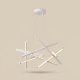 Tangent Bar Chandelier — white crisscross bars, studio view