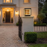 Frame Cube Pillar Light — lifestyle, driveway entrance gate
