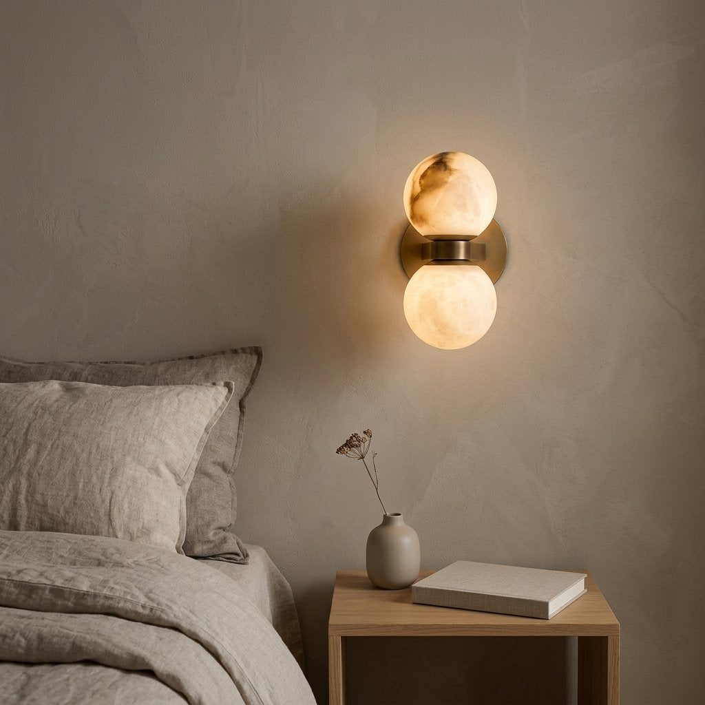 Lunara Marble Wall Lamp — evening bedroom
