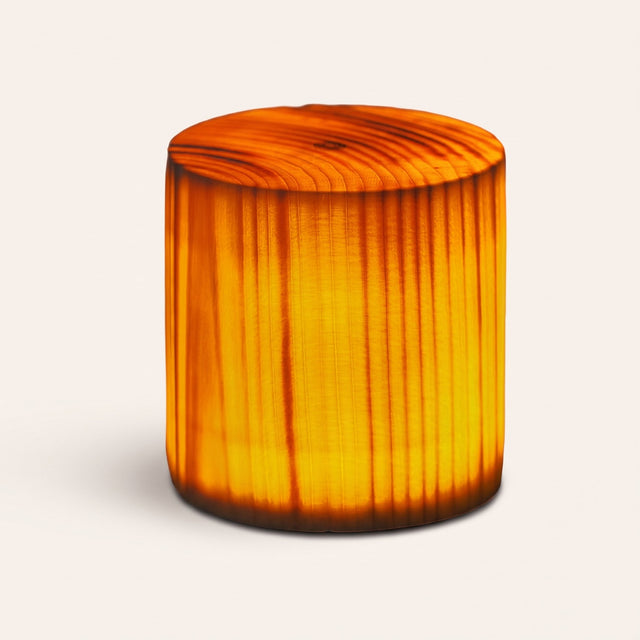 Grove Cube Lamp — Cylindrical hero, plain off-white background