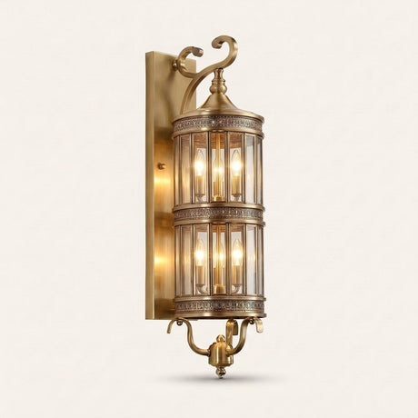 Corbel Wall Lantern — six-bulb two-tier copper wall lantern