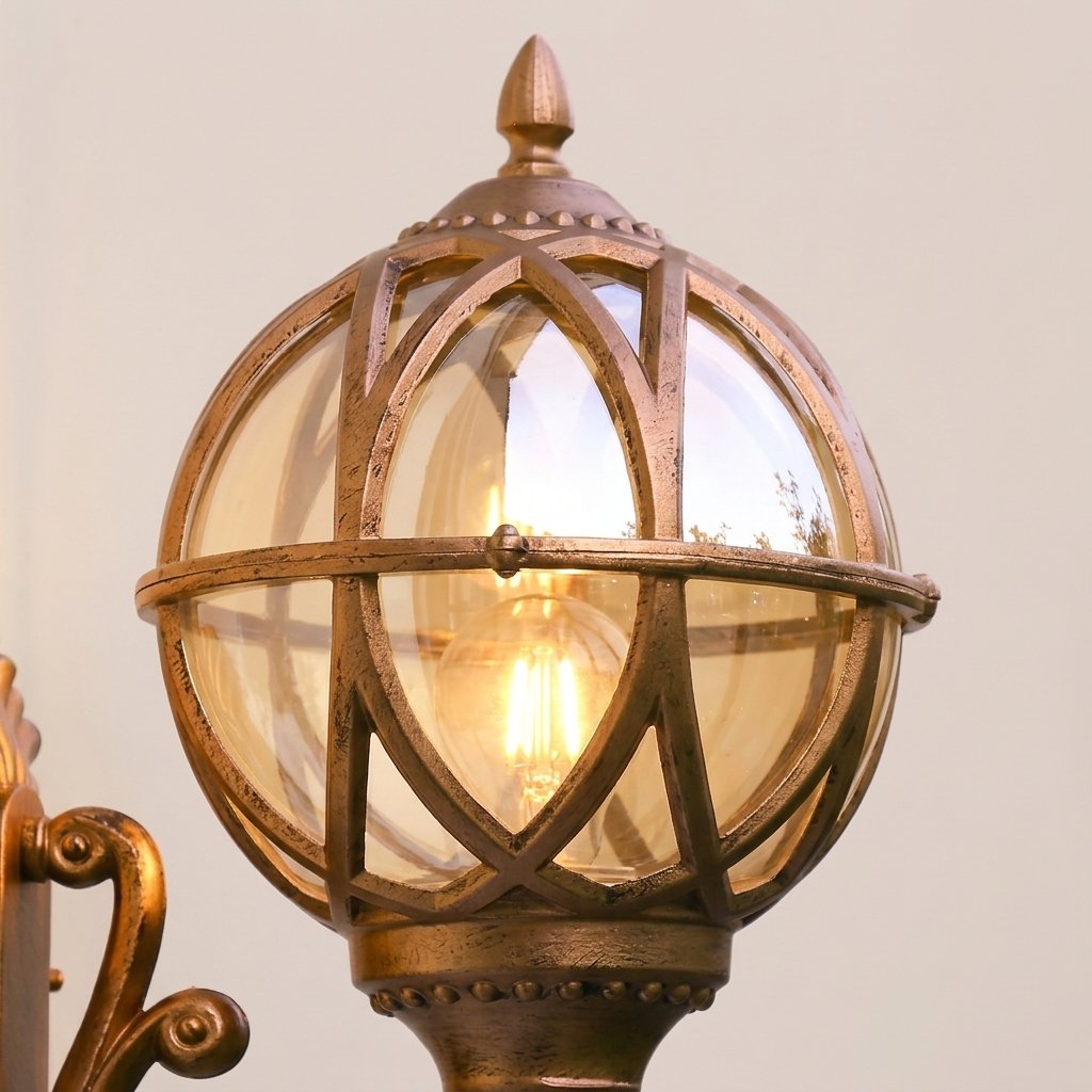Aviary Globe Wall Lantern — cage and glass detail