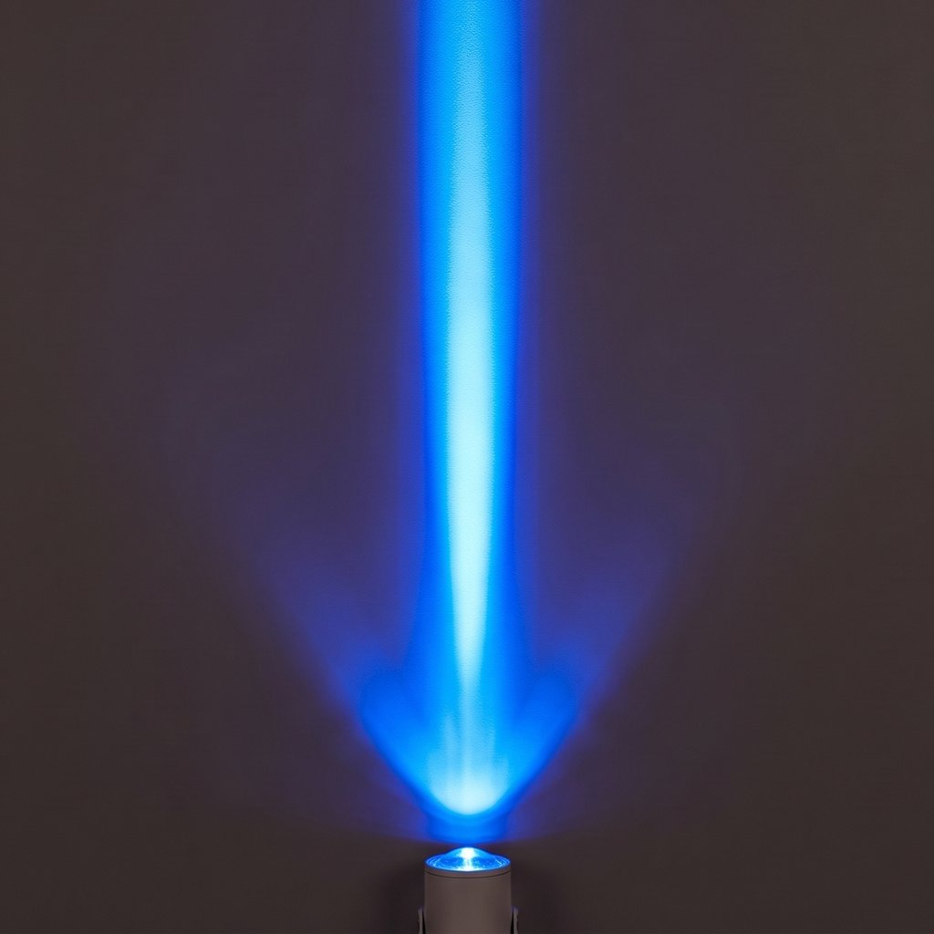 Aperture Beam Spotlight blue beam effect on a dark wall