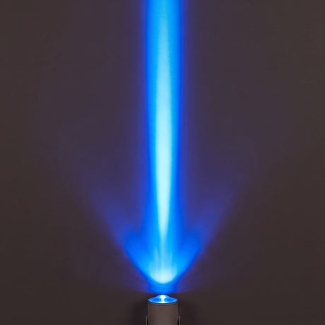 Aperture Beam Spotlight blue beam effect on a dark wall