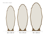 Vintage Full-Length Wall Mirror, French-Inspired — size diagram, three sizes to scale