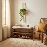 Marlow Flip-Top Shoe Bench — cushioned bench in a cozy reading nook