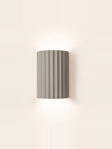 Ribbed Resin Wall Sconce — hero, Gray