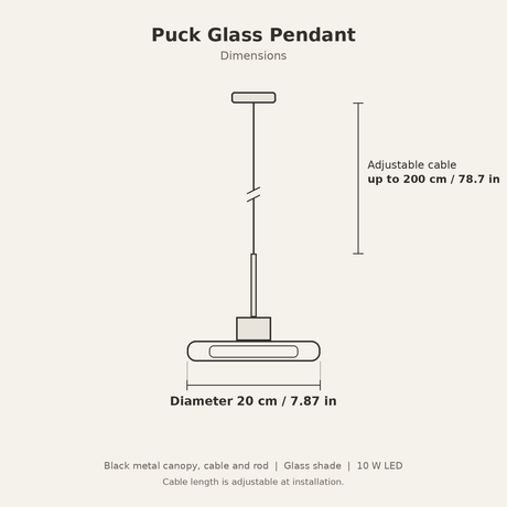 Puck Glass Pendant — dimensions diagram