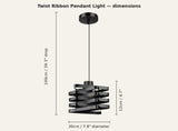 Twist Ribbon Pendant Light — dimension guide