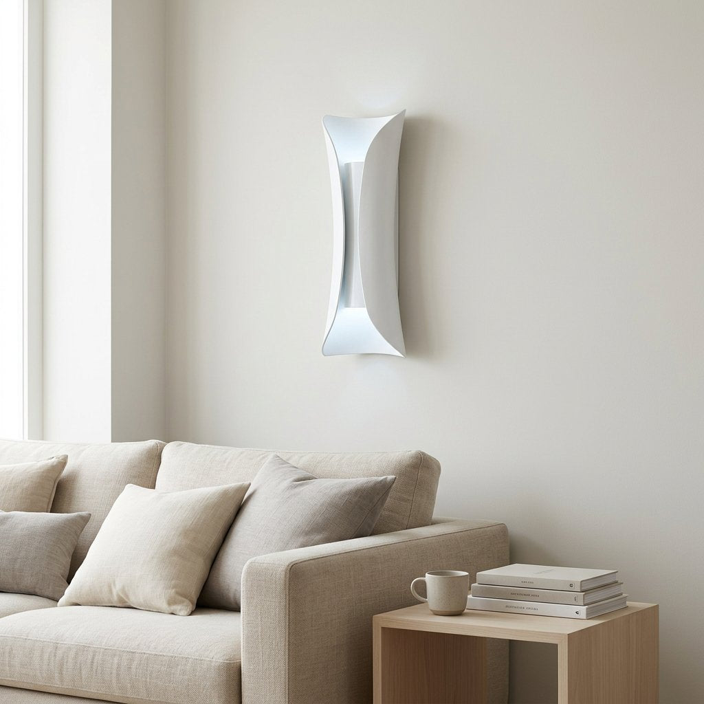 Gilt Leaf Wall Sconce — White living room lifestyle