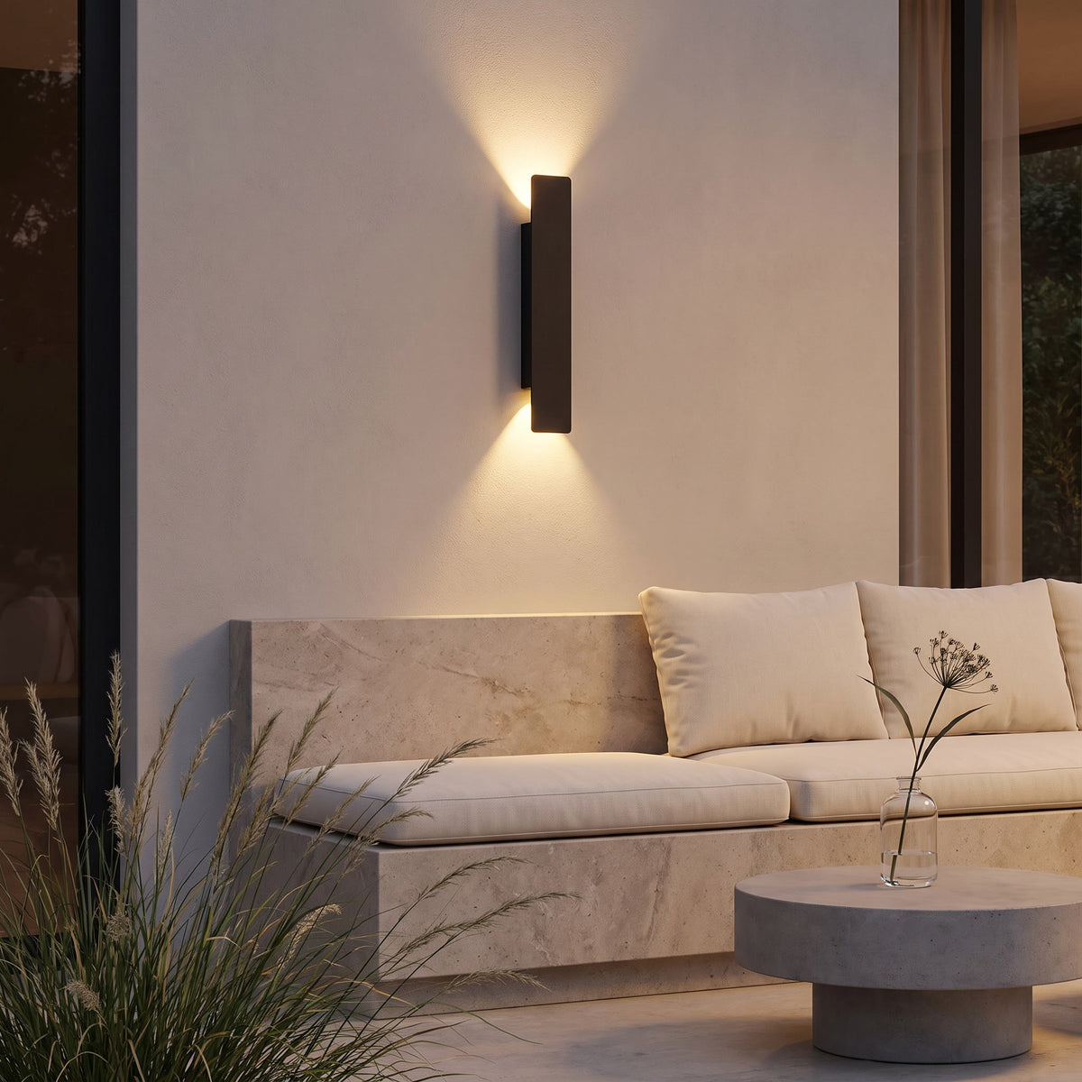 Meridian Outdoor Wall Sconce — lifestyle, patio