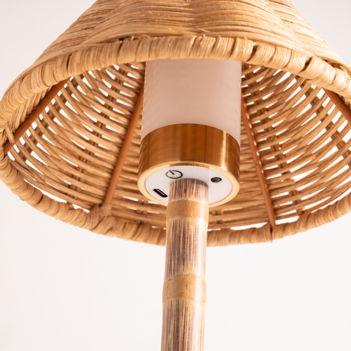 Cane Cordless Table Lamp — base and switch detail