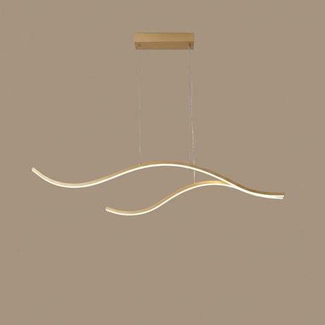 Waves Linear Pendant — Gold, 39.3 in, studio view