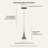 Teardrop Mini Pendant — dimensions diagram
