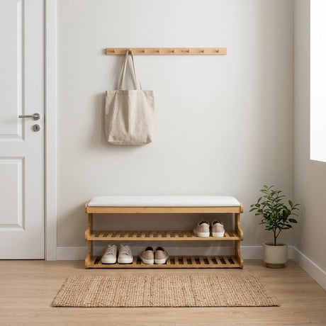 Reya Bamboo Storage Bench - entryway