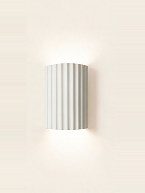 Ribbed Resin Wall Sconce — hero, White