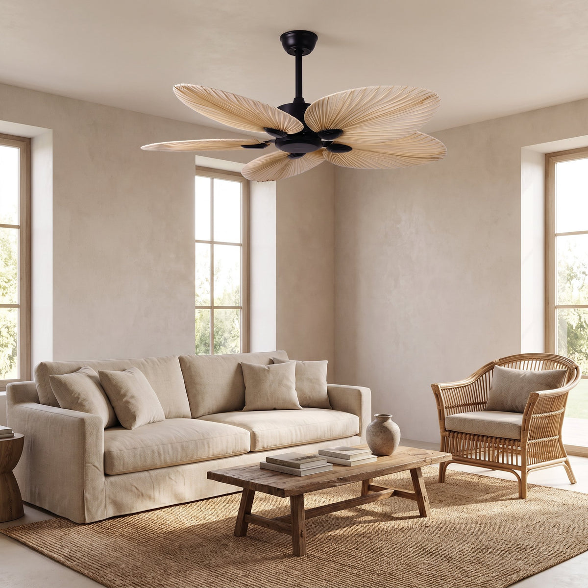 Palm Leaf Ceiling Fan — Coffee, living room