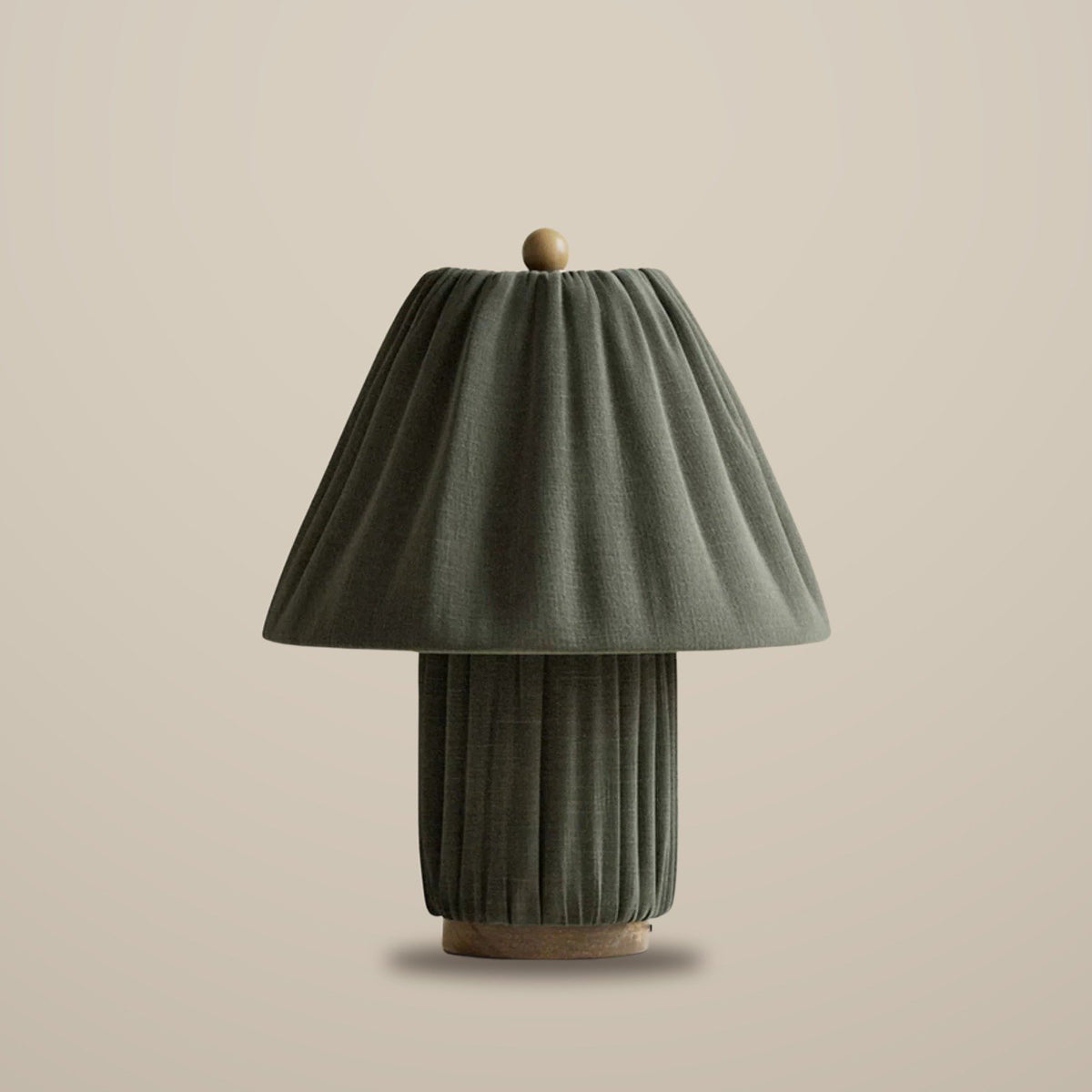 Plisse Fabric Table Lamp — Green, studio view