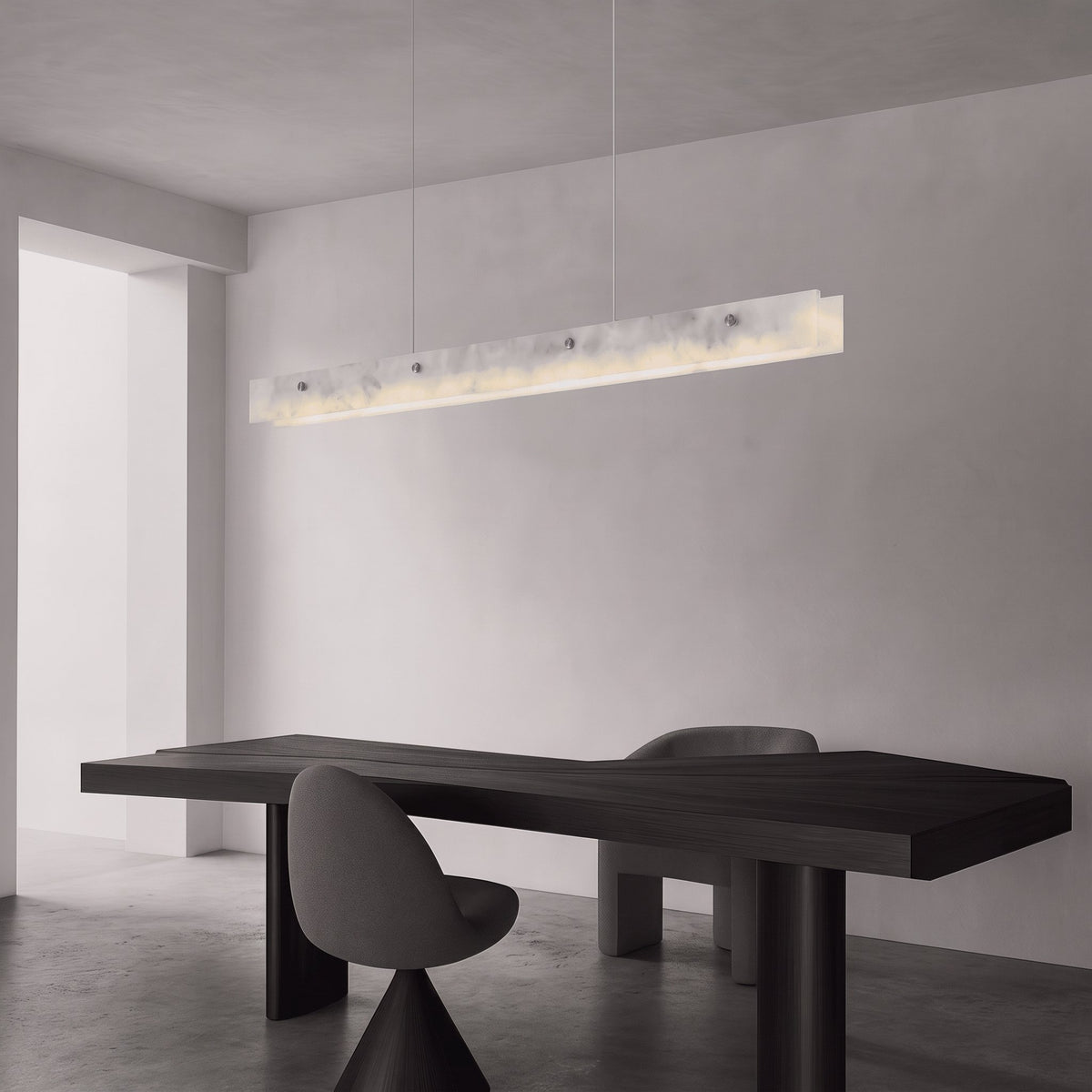 Lustra Marble Linear Pendant — minimal dining lifestyle