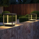 Frame Cube Pillar Light — lifestyle, garden wall