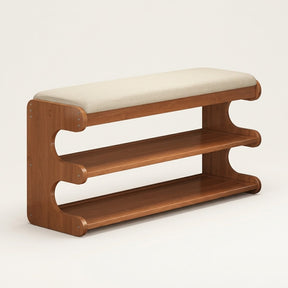 Marlow Flip-Top Shoe Bench — wood shoe storage bench with cushioned seat on a white background