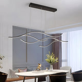 Waves Linear Pendant — Black 47.2 in over a dining table