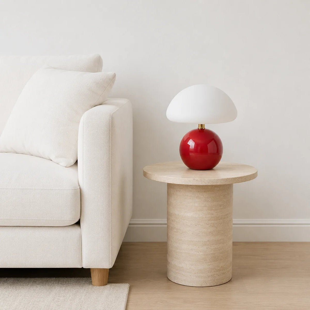 Bonbon Dome Table Lamp - Red lamp on a side table